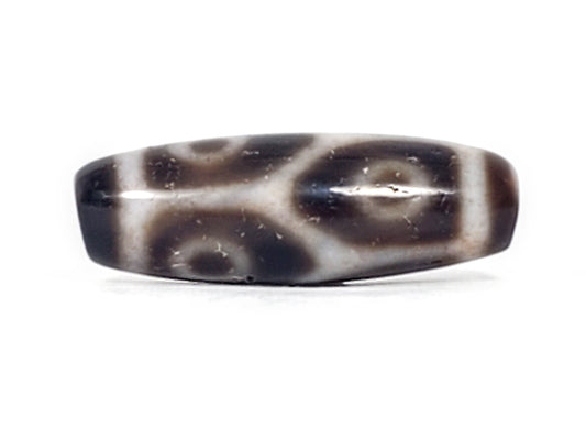 Antique Tibetan six eye lotus motif dzi bead with bloodspot inclusions — genuine natural agate