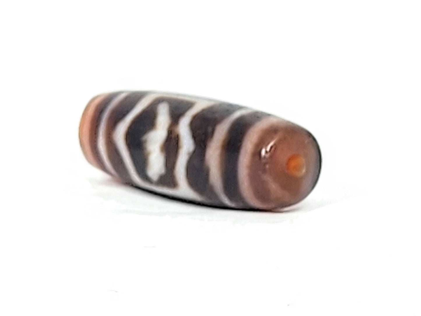 At-011425-GRD end B terracotta-russet cap orange-red drill hole barrel profile dzi unretouched