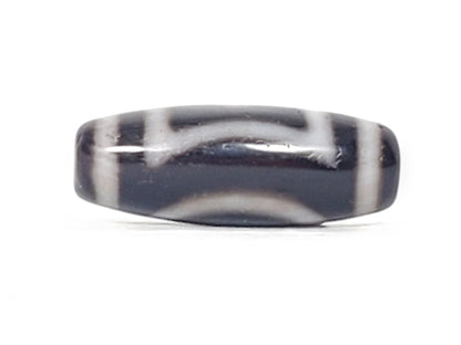 Antique heaven earth gate dzi — fourth face, arc bracket curves on deep charcoal ground, white arch lines, At-0426-HGEG