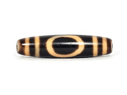 Antique Tibetan Heaven and Earth dzi bead, closed oval gate motif on deep dark brown agate, At-121824-HE2