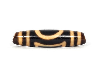 Antique Heaven Earth dzi bead face B showing two open arcs separated on deep warm brown agate, At-121824-HE2