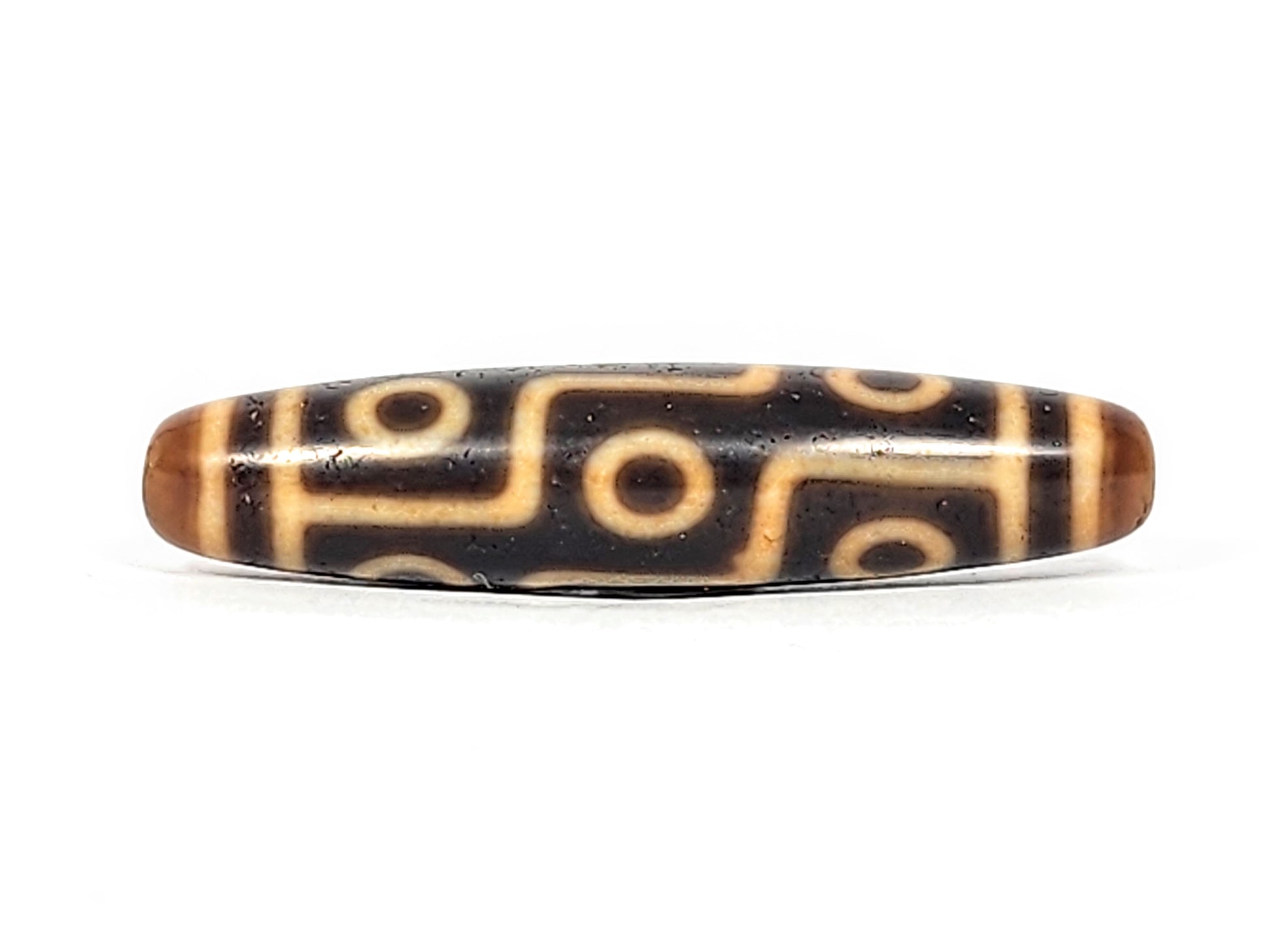 Antique Tibetan nine eye motif dzi bead — approximately 200 years old, genuine natural agate