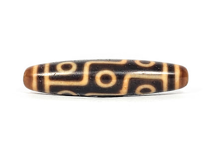 Antique Tibetan nine eye motif dzi bead — approximately 200 years old, genuine natural agate