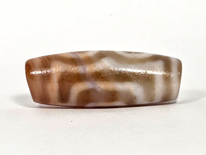 At-072326-3EVBS antique three eye variant dzi face D wavy cream line upper register mottled brown unretouched