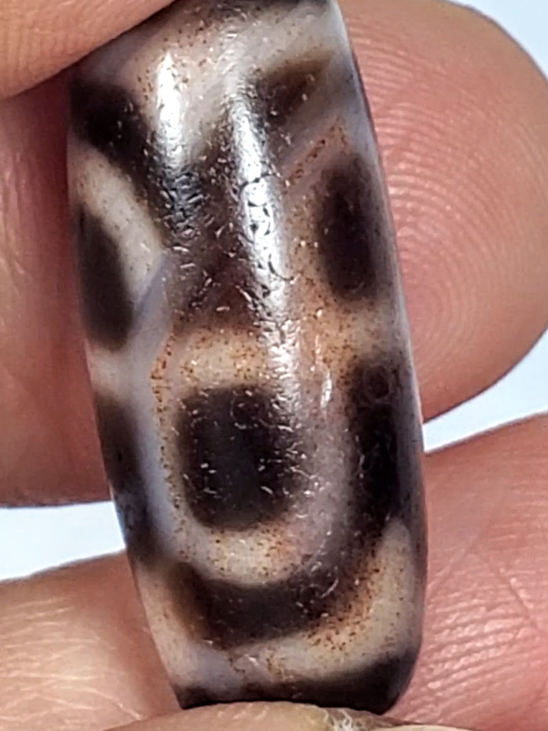 At-091124-TTL macro face B lotus open ring dark centre warm brown agate cinnabar dzi unretouched