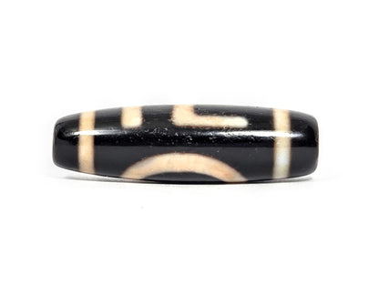 At-072326-1ESWBS antique one eye yungdrung dzi pitch-black agate transitional face swastika upper arc below unretouched
