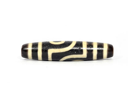 At-080226-2E5 antique two eye dzi pitch-black agate connector face D stepped angular elements unretouche