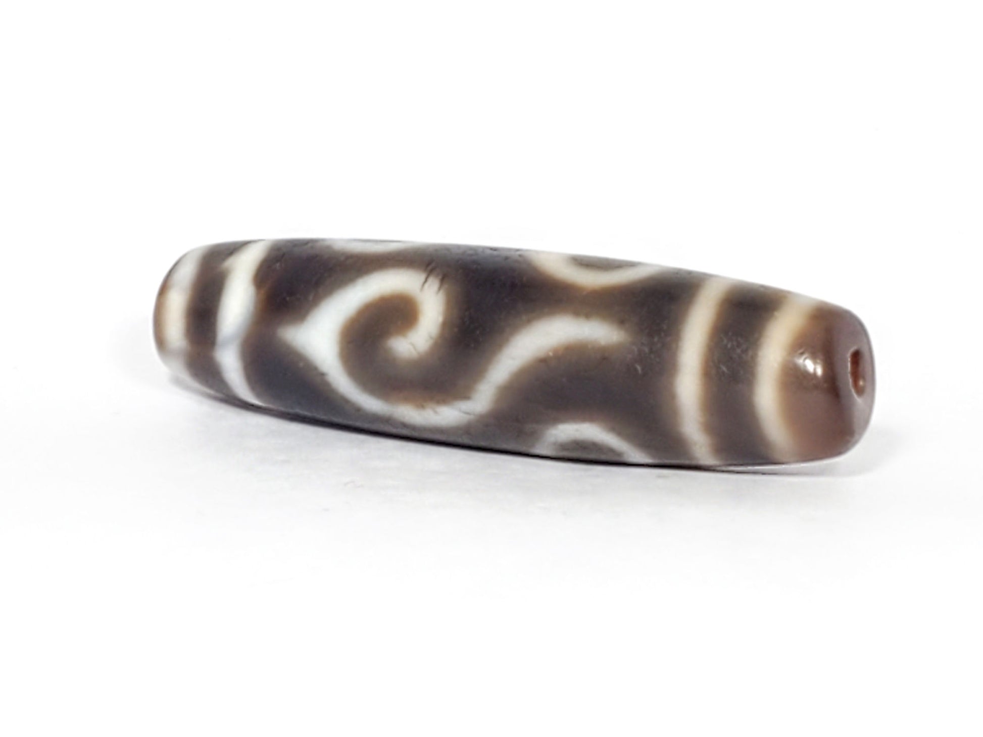 Ac-061926-DC4E angled tip B, dharma conch scroll face, dark grey-brown agate, 52.8×13.4mm, unretouched