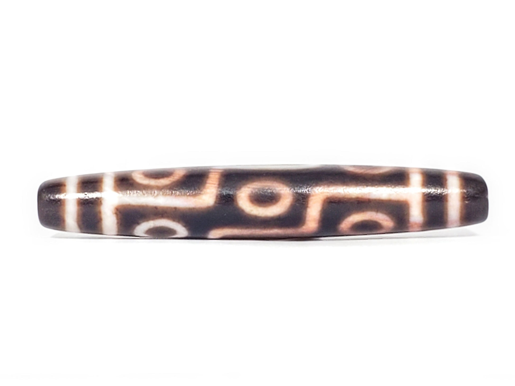 At-062926-9EBS face B, deep dark brown antique nine eye dzi 77.0mm, eye rings and connecting lines, unretouched