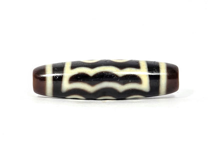 N-091125-5E2 second wave-band rotation, continuous zigzag pattern, very dark brown cream agate, unretouched