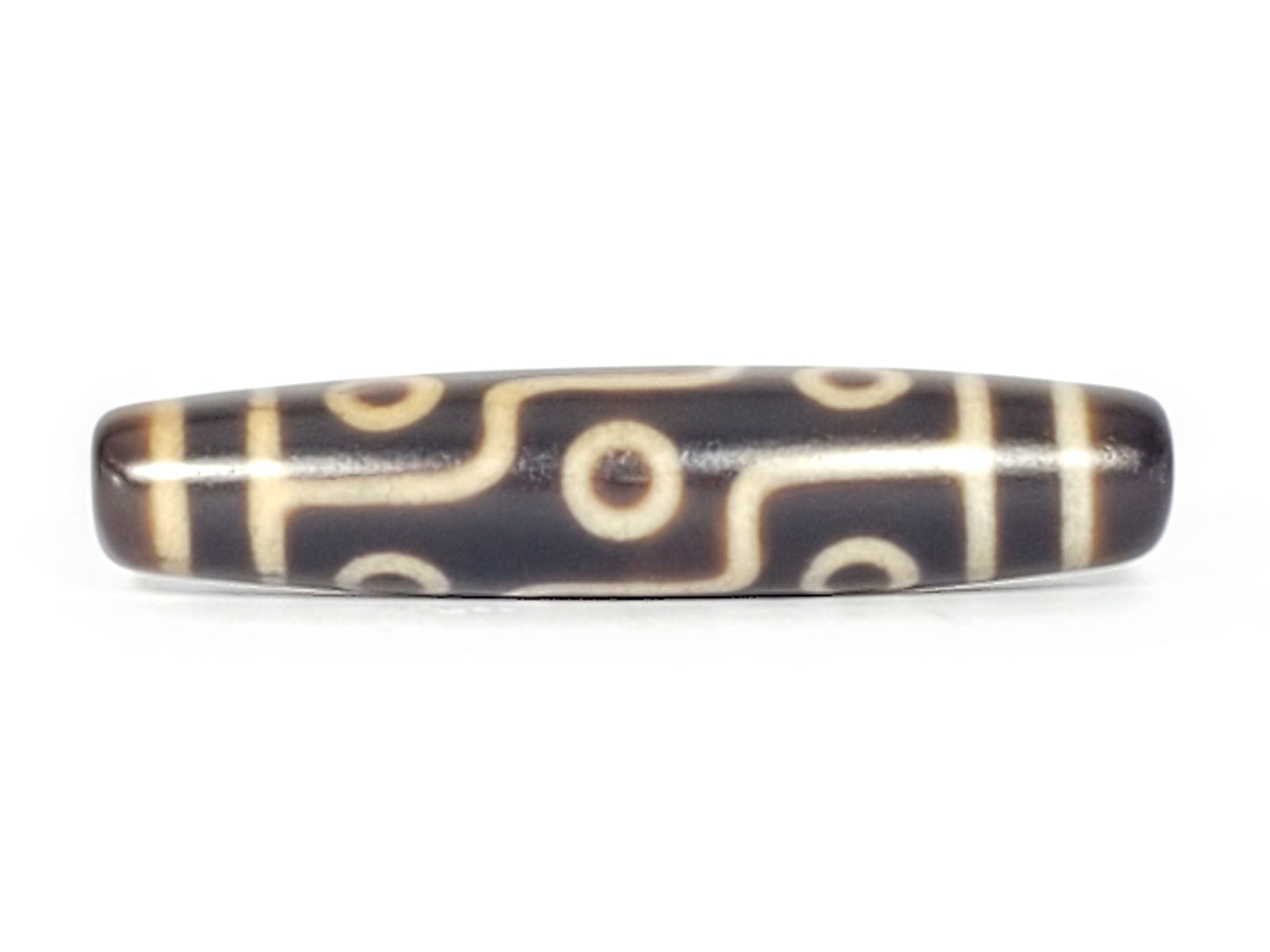 N-041424-9E Nine Eye dzi bead, rotated view showing full eye sequence, unretouched