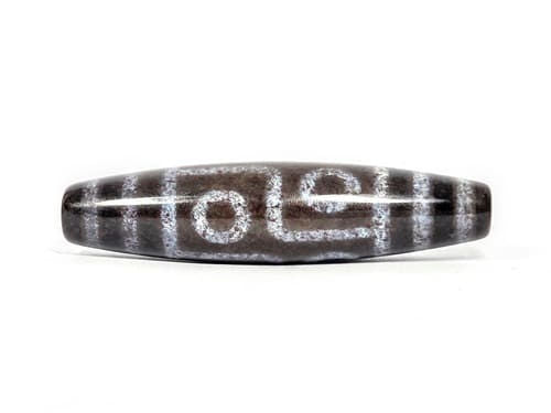 N-062126-6E dzi bead, close side profile, eye and bar dividers, unretouched