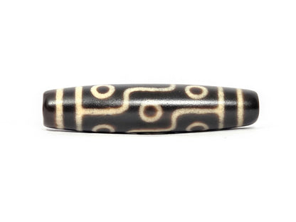 N-122325-9E Nine Eye dzi bead, rotated view showing full nine eye sequence, deep dark brown, unretouched