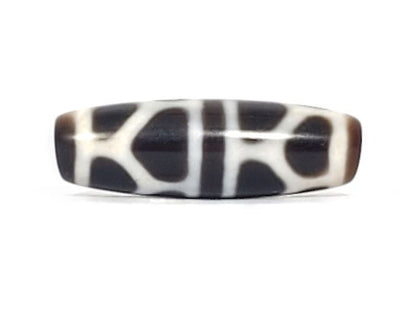 V-090924-DLBS Double Longevity dzi bead, third face angle, balanced cream and dark tortoise shell pattern, unretouched