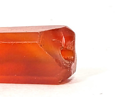 Ancient Indus Valley Beveled Carnelian Bead, 28.2mm, translucent orange-red, ancient chipping disclosed (Ac-071026-CBEV)