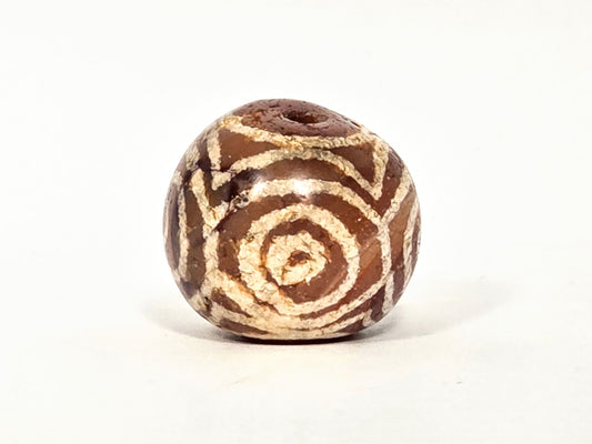 Ac-060126-4EHG, ancient carnelian four eye dzi sphere, 22.2×20.4mm, chestnut-brown carnelian, closed eye, unretouched