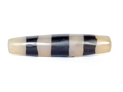 Ac-061426-5SChung ancient Cho dzi 措思天珠, Face B, frosted glass quality, milky ground, clean black bands, unretouched