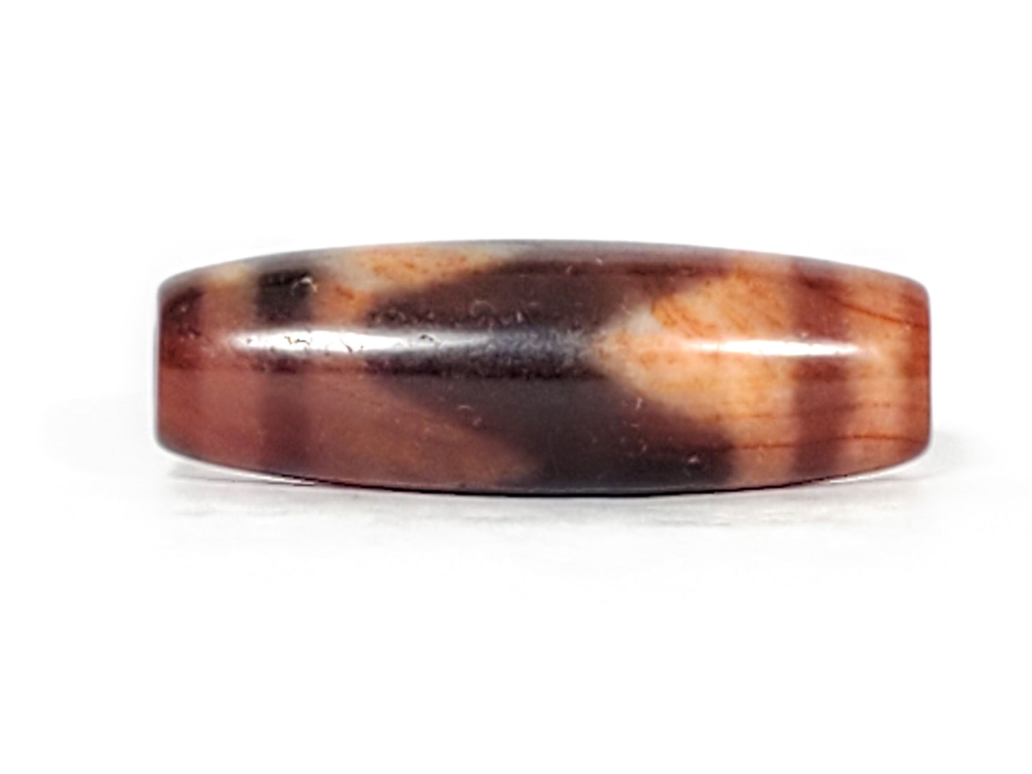 Ac-071026-TaBS ancient tasso dzi mahogany-purple agate face B smooth surface tasso tooth forms unretouched