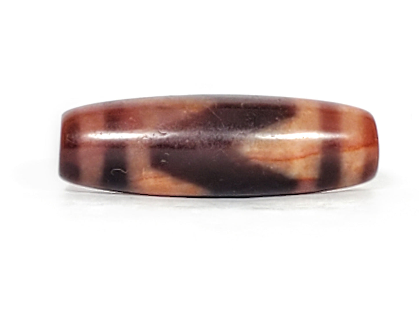 Ac-071026-TaBS ancient tasso dzi mahogany-purple orange-amber agate face C broad orange zone unretouched