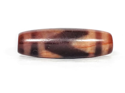 Ac-071026-TaBS ancient tasso dzi mahogany-purple orange-amber agate face C broad orange zone unretouched
