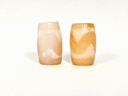 At-073026-WPair antique wave dzi pair pale peach & honey agate 17mm face view both beads unretouched