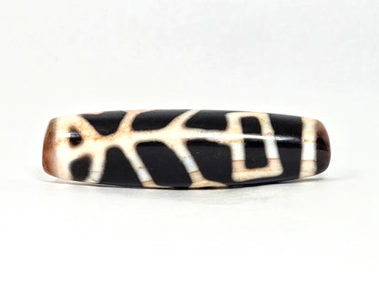 At-070726-TOLBS antique Tree of Life dzi 52.0×14.2mm pitch-black agate front face branching cream network unretouched