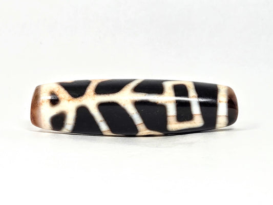 At-070726-TOLBS antique Tree of Life dzi 52.0×14.2mm pitch-black agate front face branching cream network unretouched