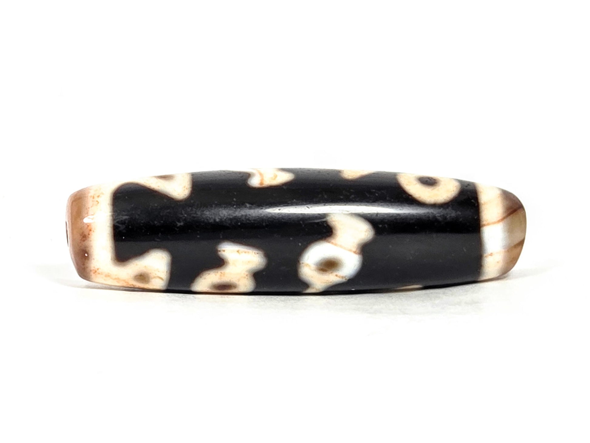 At-070726-TOLBS antique Tree of Life dzi pitch-black agate second rotated face scattered cream elements unretouched