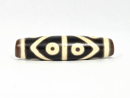 At-073026-8E antique eight eye dzi very dark brown agate transitional face arch connectors two eyes unretouched