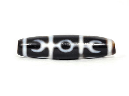 Guru Rinpoche Scepter At-071426-GRS 46.2×11.5mm pitch-black agate face A — scepter motif, white etching, unretouched. 