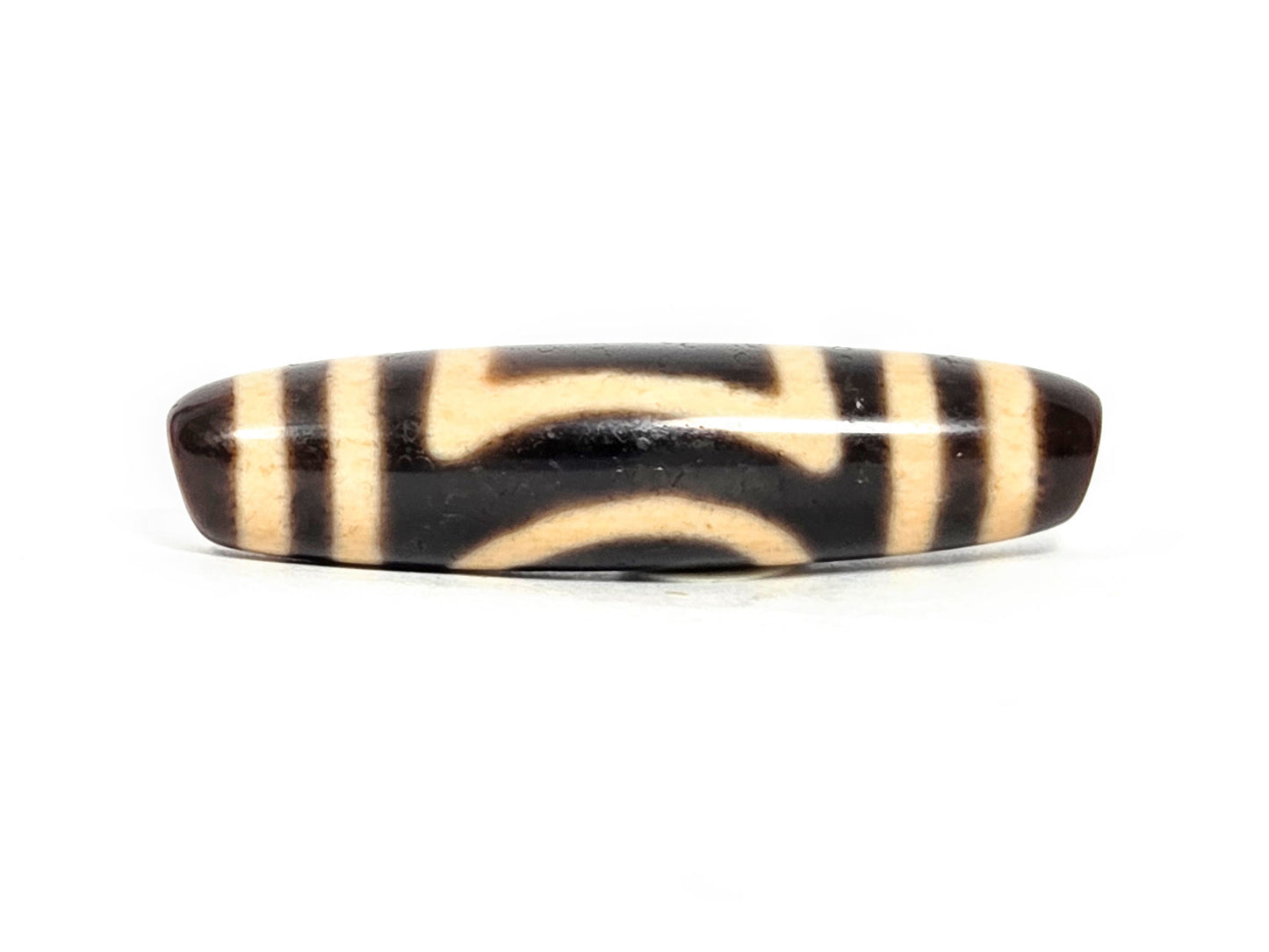 At-071326-HE connector face D, asymmetric bracket and arc elements, deep dark brown, antique Heaven Earth dzi, unretouched