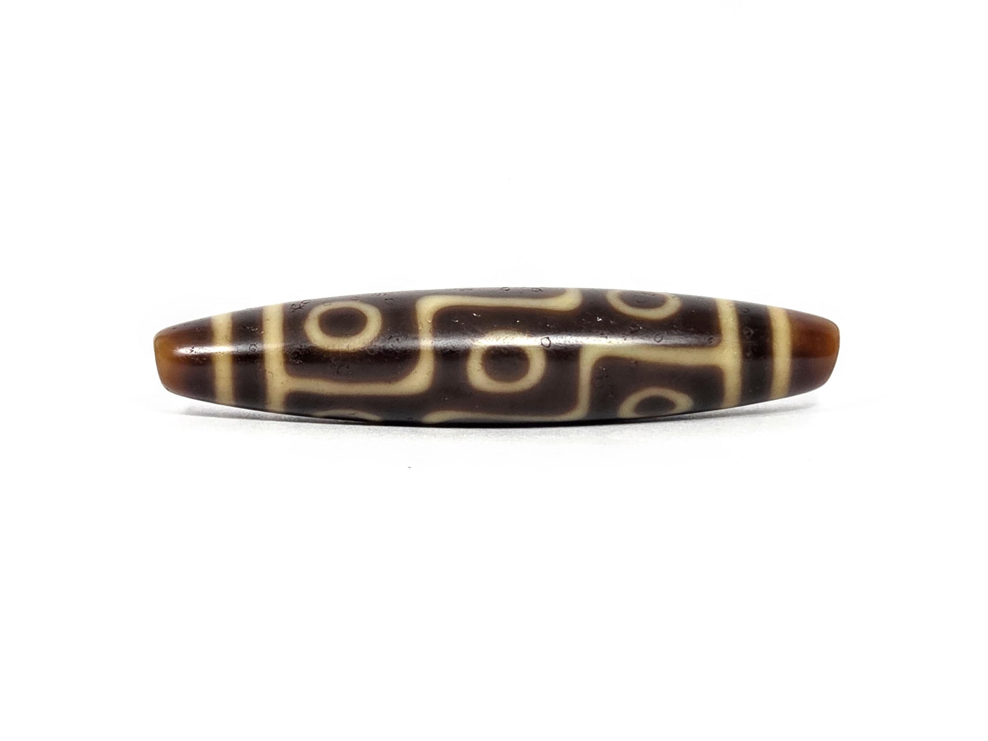 At-082326-9E antique nine eye dzi 60.6mm dark brown agate 90-degree rotation cream-tan eye row unretouched