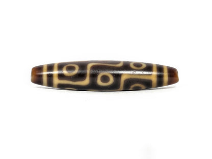 At-082326-9E antique nine eye dzi dark brown agate third rotation stepped bar motif 300-500 years unretouched