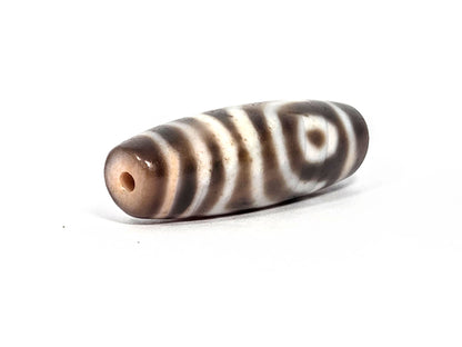 At-072326-2EVBS antique two eye variant dzi drill end warm peachy-tan agate-internal colour unretouched