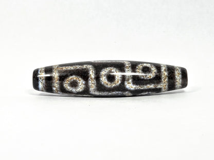 N-082326-9EBS new nine eye dzi bead 60x14.4mm pitch-black agate bloodspots front face unretouched
