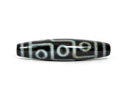 N-082326-9EBS2 new nine eye dzi bead third rotation cool blue-grey nine eye sequence pitch-black unretouched