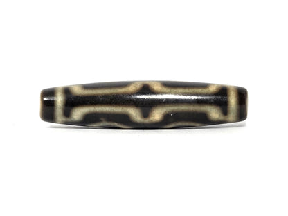 N-090526-4EV3 new four eye variant dzi dark brown honey agate 90-degree turn stepped bracket lines, unretouched