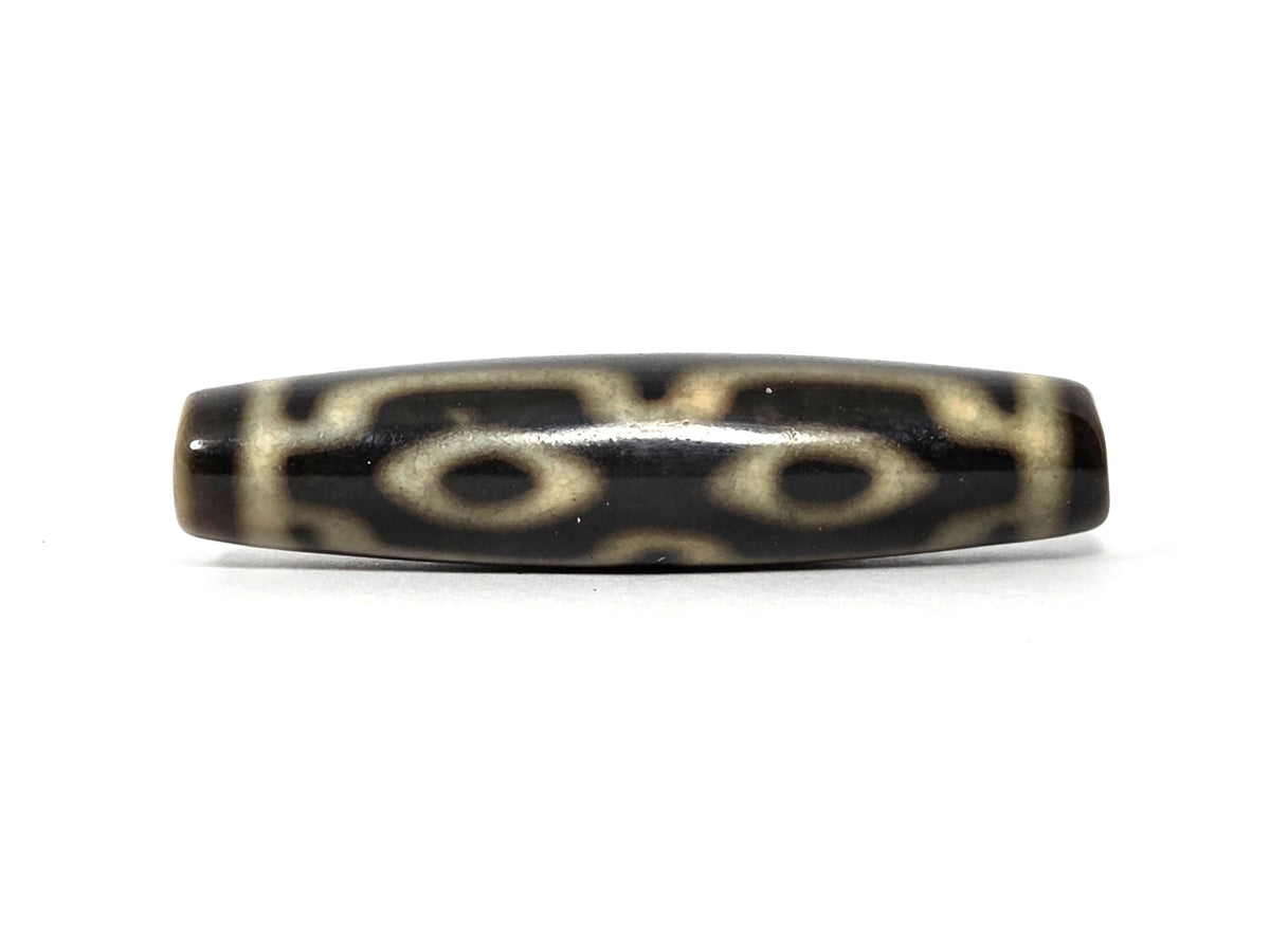 N-090526-4EV3 new four eye variant dzi dark brown honey agate face B almond eyes double row, unretouched