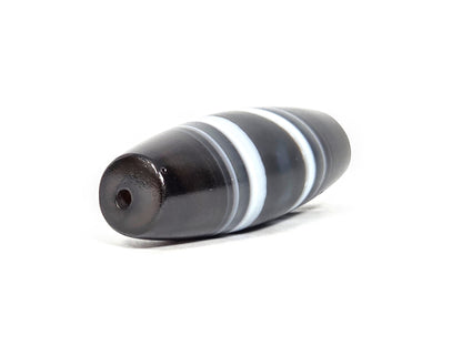 N-N-071026-1E3 natural one eye dzi angled view drill end B near-black end cap small clean hole unretouched
