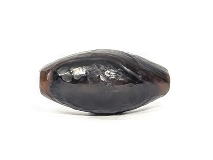 N-N-071026-1E-OLV natural one eye dzi very dark brown agate face C dark ground rough perimeter unretouched