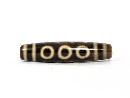 N-090126-5E new five eye dzi 57.3x13.2mm dark brown agate three eyes primary face unretouched