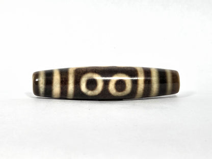 N-090126-5E new five eye dzi reverse face two concentric eyes dark warm brown agate unretouched
