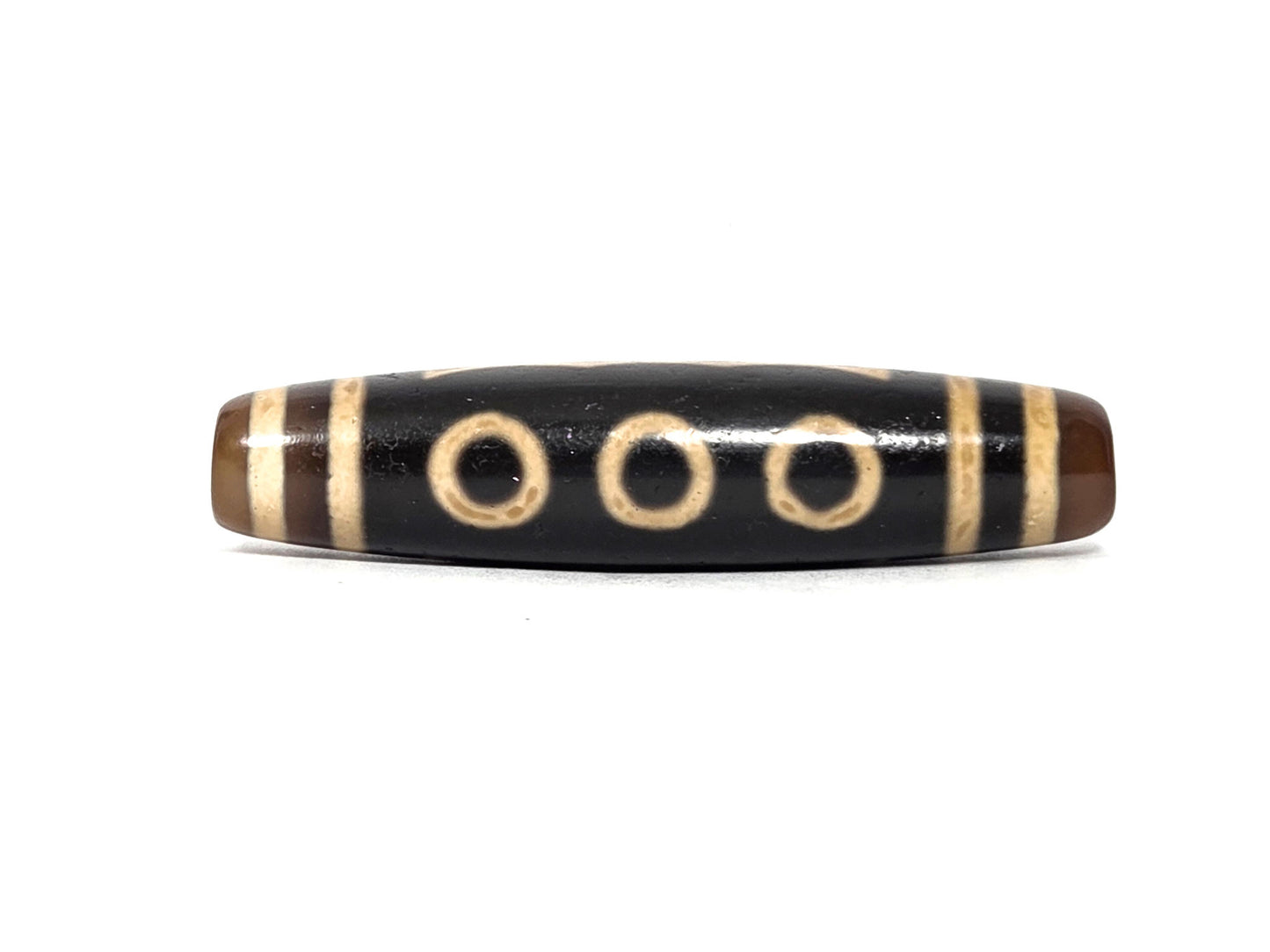 N-090126-5E2 new five eye dzi 56.3x13.2mm pitch-black agate three eyes primary face unretouched