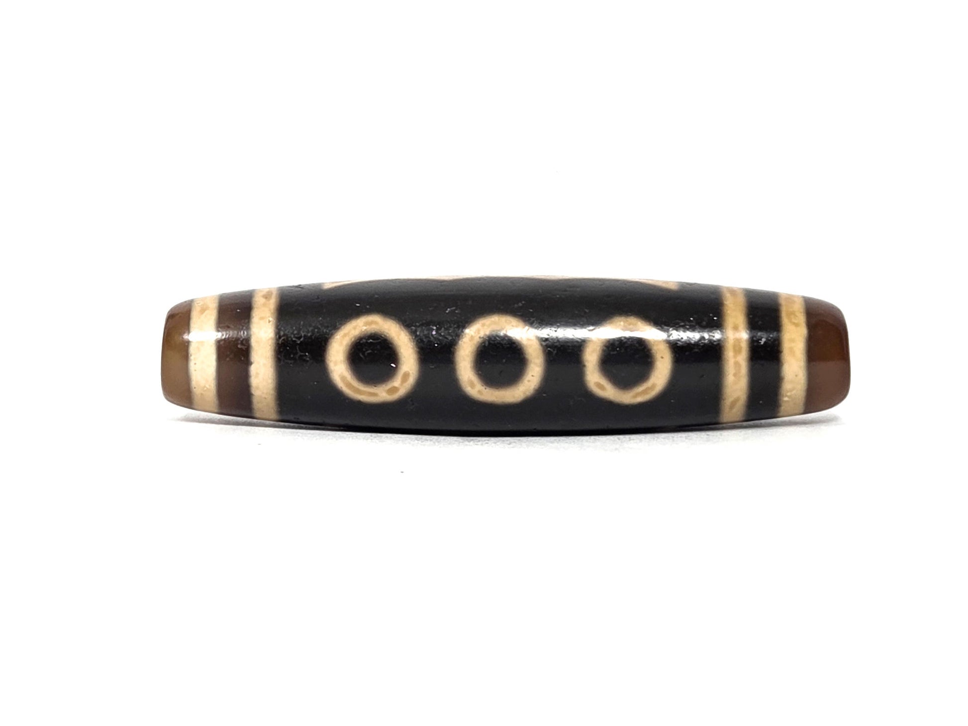 N-090126-5E2 new five eye dzi 56.3x13.2mm pitch-black agate three eyes primary face unretouched