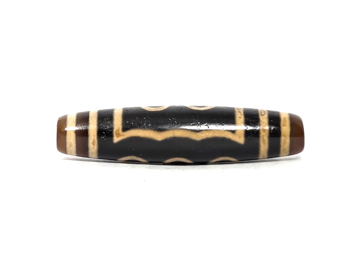 N-090126-5E2 new five eye dzi second side face wave band pitch-black agate unretouched