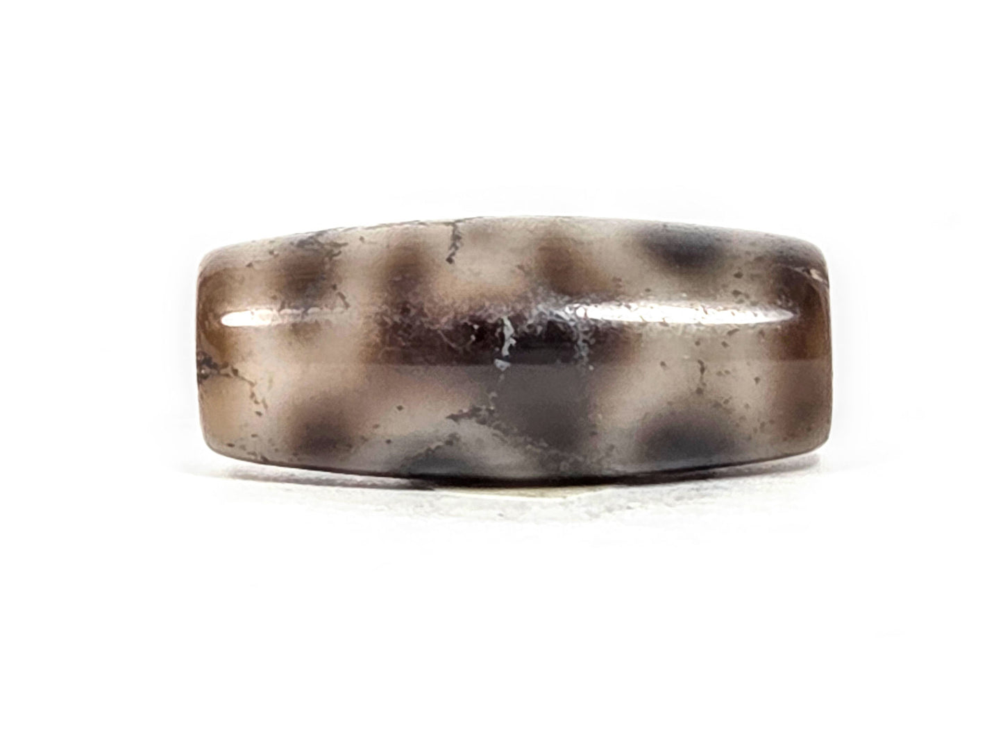 N-FA-071126-4ACT2 face B, dark zones confluent across broad field, cool grey ground, antique crackle finish, unretouched
