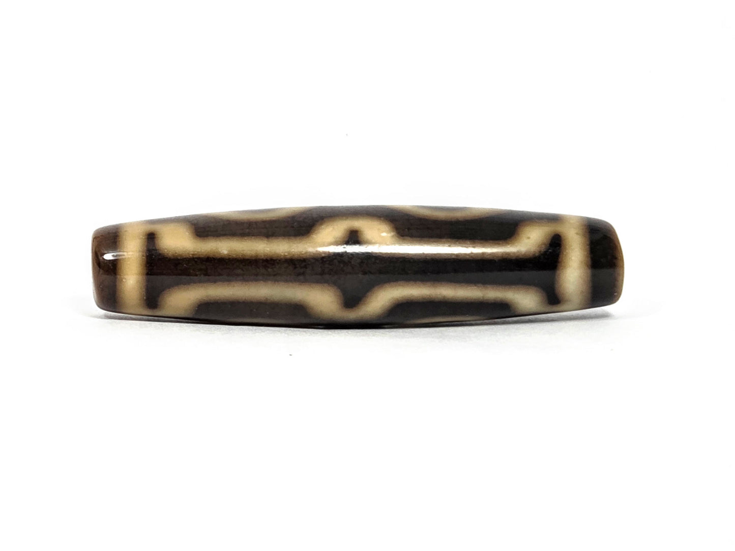 N-083126-4EV new four eye variant dzi warm brown agate side face double-bar structure unretouched