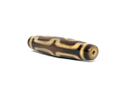 N-083126-4EV new four eye variant dzi drill end view one warm honey-brown tip agate unretouched