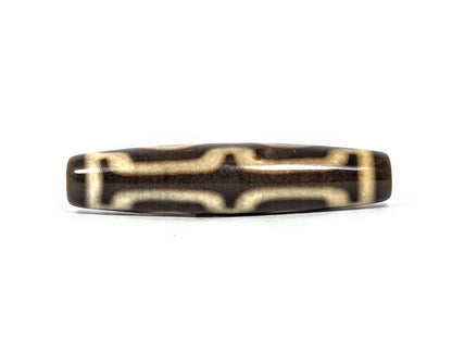 N-083126-4EV2 new four eye variant dzi 56.8x12.8mm dark warm brown agate side face bar structure unretouched