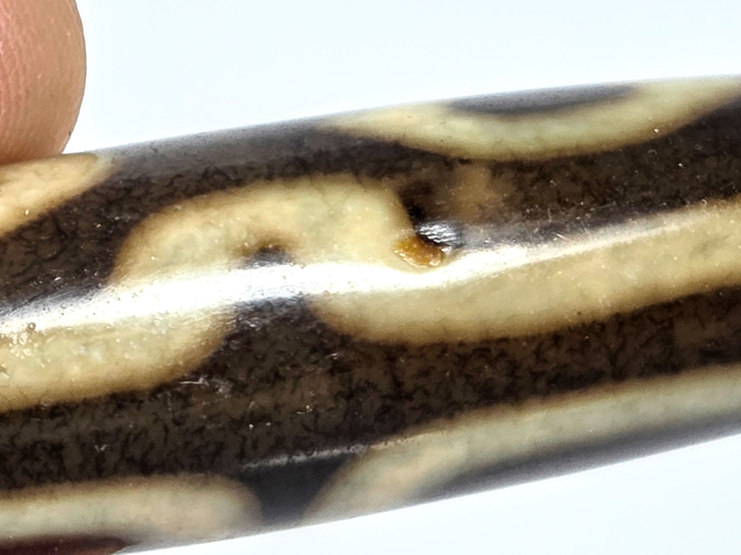 N-083126-4EV2 new four eye variant dzi close-up divot detail natural surface pit cream zone disclosed